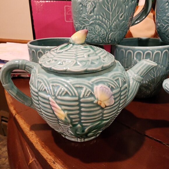 Vintage 1989 Haldon Group Basketweave Floral Tea Set – Service for 5 - Picture 2 of 10